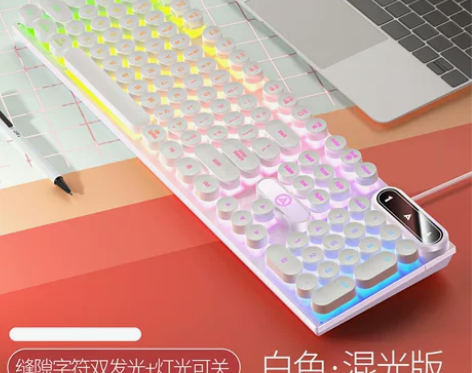 银雕 K600 朋克键盘鼠标套装 有线电脑...