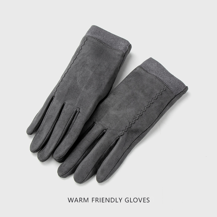 气质触屏加厚加绒保暖骑行防风开车分指手套冬...