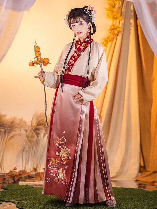 暂挂醉婉亭原创宋制汉服鼠跳跳长褙子交领加绒...