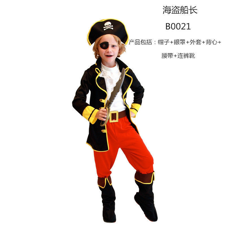 舞台表演服装化妆舞会男孩儿童海盗装扮杰克船...