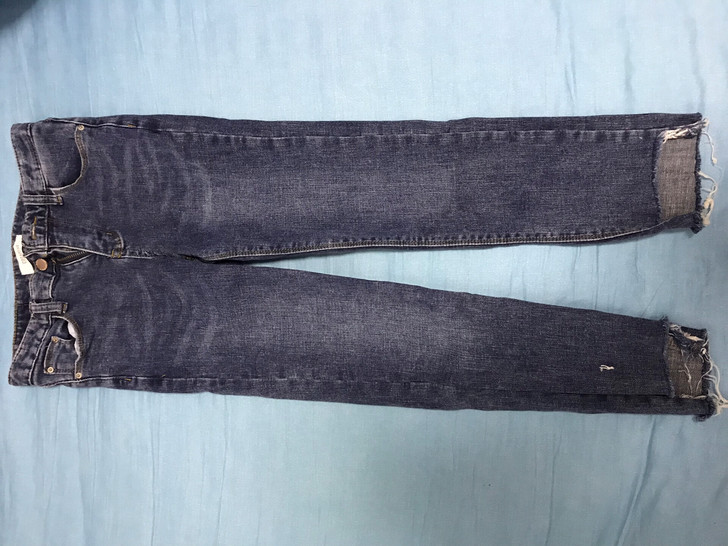 95新七分牛仔裤修身显瘦蓝色95新七分牛仔...