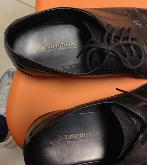 Timothy银座专柜皮鞋，布洛克花纹，高...