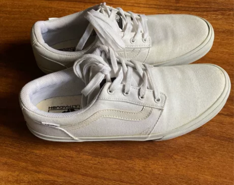 正品Vans日本线老款小白鞋板鞋帆布鞋 穿...