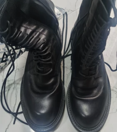 ANN马丁靴女厚底英伦风帅气机车靴真皮中筒...