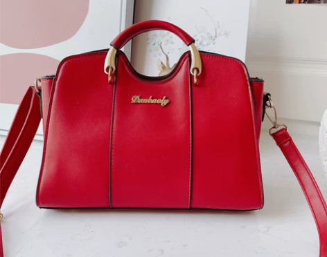 全新酒红色大红色通勤包手提包单肩包斜挎包 ...