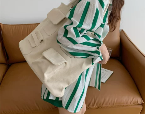 包包女2022韩国夏季新款休闲帆布手提包i...