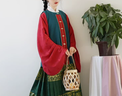 兰若庭 汉服 明制 比甲 圆领 百搭 袄裙...