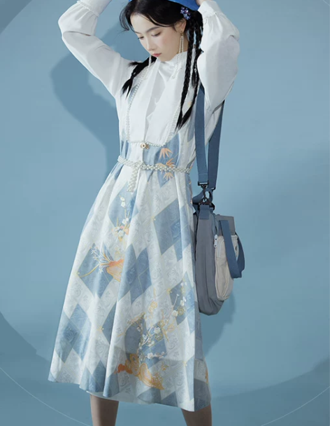 原创汉服女明制比甲汉元素连衣裙改良汉服秋冬...