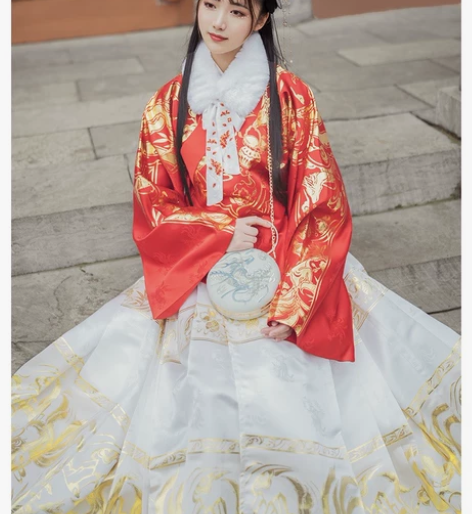 如梦霓裳灵狐 红色织金交领短袄S码 明制汉...