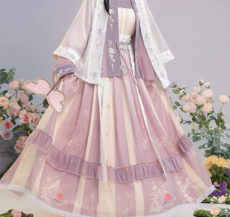 清梳花夕原创宋制汉服女对襟褙子四件套薄款日...