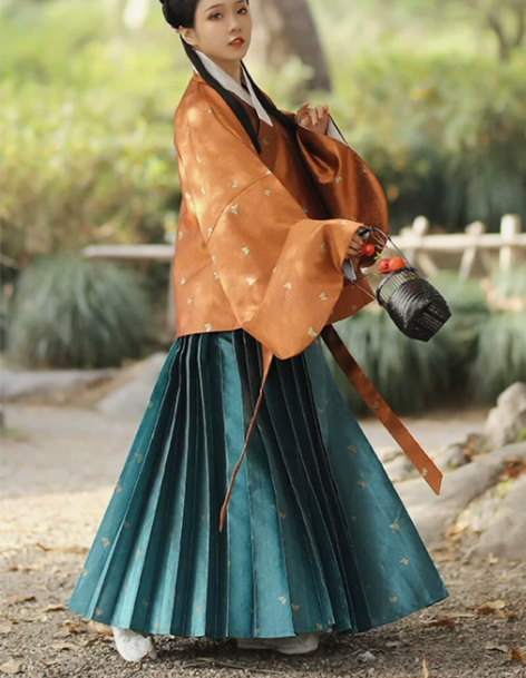 七只猫小金蝶原创中长马面裙日常明制汉服交领...