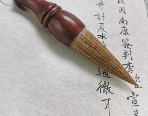 红檀大号大楷短杆斗笔 文房成人提斗毛笔 狼...