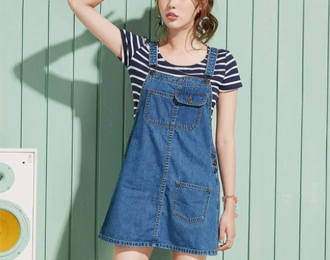 ?森马牛仔背带裙女2017夏装新款A字裙纯...