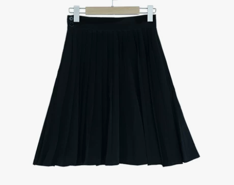 10元叙旧文艺百搭中长款黑色百褶裙 9新没...