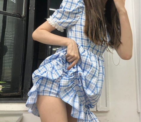 MOF礼物商店 连衣裙女蓝色娃娃裙少女甜美...