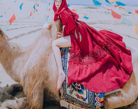 茶卡盐湖旅游必备裙子度假沙滩裙复古沙漠长裙...