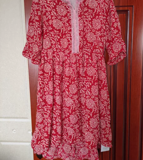 夏季真丝新款女装连衣裙 民族风印花V领中袖...