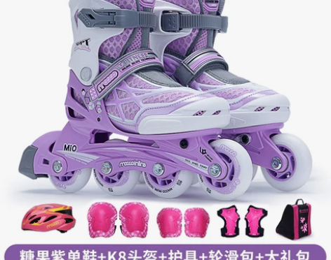 米高轮滑鞋儿童全套装溜冰鞋中大童男可调旱冰...