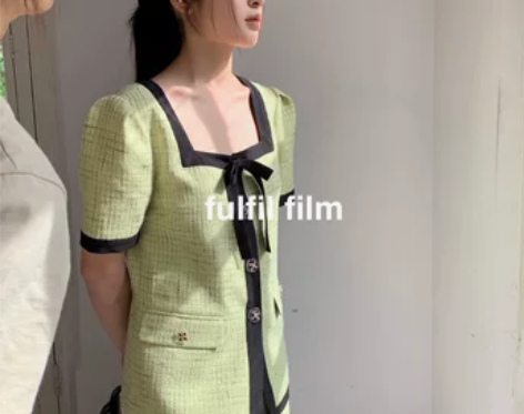 FFU 2021夏季新款套装女港风复古洋气...