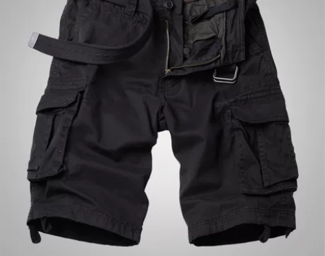 短裤男 短裤中裤夏季男士宽松直筒工装多口袋...