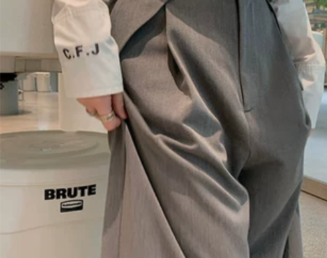 CFJreborn 灰色西装裤女休闲裤宽松...