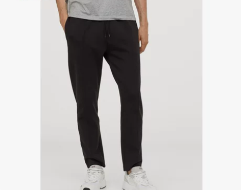 HM 男装休闲裤裤子春运动裤黑色宽松长裤潮...