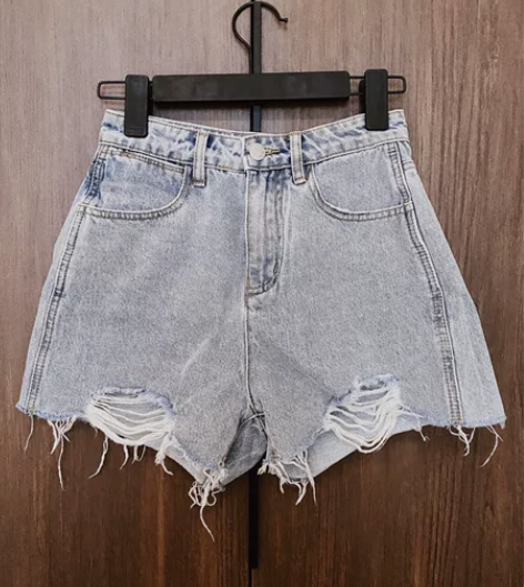 南瓜谷 尼斯假日~浅色牛仔裤女夏棉质破洞小...