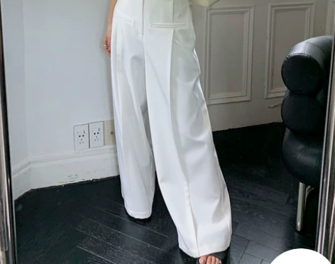 ?左边女装高腰阔腿裤宽松薄款长裤2022秋...