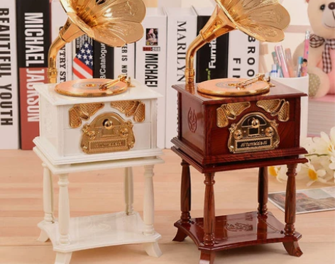 复古留声机音乐盒 古典八音盒带小抽屉 儿童...