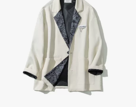 复古美式腰果花拼接西装外套男高街设计感潮牌...