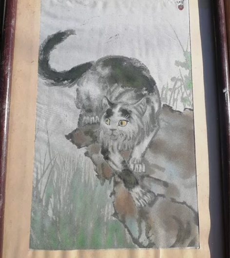 老物件文革左右苏绣画。原框子拆下来的,不好...