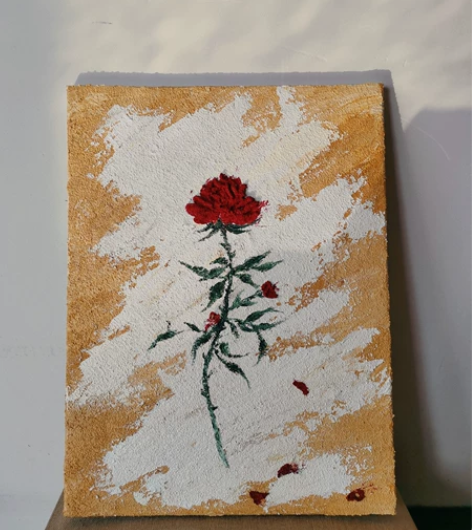 黑玫瑰与红玫瑰，丙烯画 30*40cm 售...