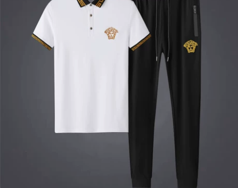 香港高端品牌夏季丝光棉休闲运动套装男士美杜...