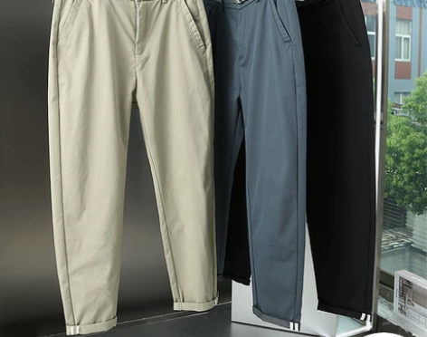 意式轻奢高端男士休闲长裤秋季百搭纯色小脚裤...