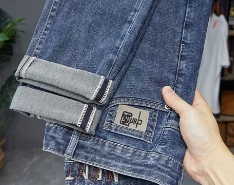 牛仔裤男高端修身小脚直筒春秋冰丝男士202...