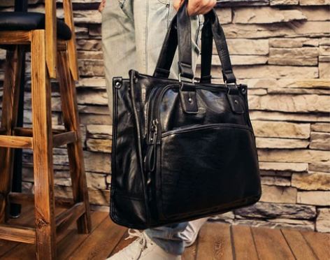 男士真皮手提包横款公文包单肩斜挎商务休闲手...