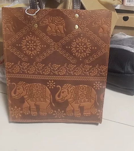 植鞣皮吉祥如意女士单肩手提包购物包，纯手工...