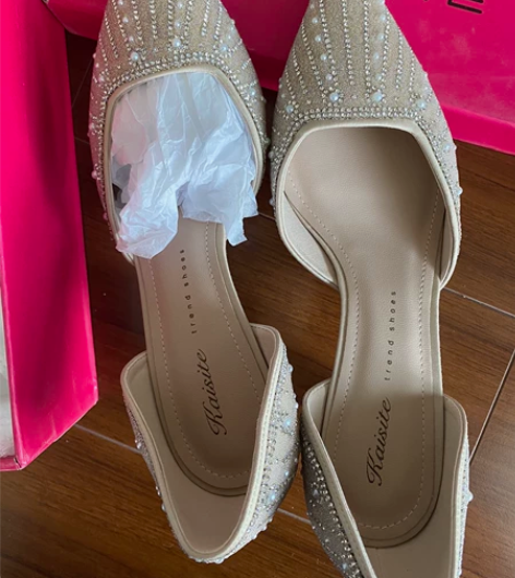 全新金色亮钻珍珠高跟鞋单鞋 全新，38码，...