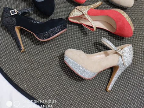 亮片高跟鞋四季款日常单鞋外贸防水台性感细跟...