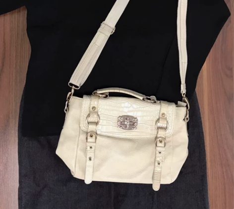 白色真皮女包单肩手提包斜挎包包,中型(24...