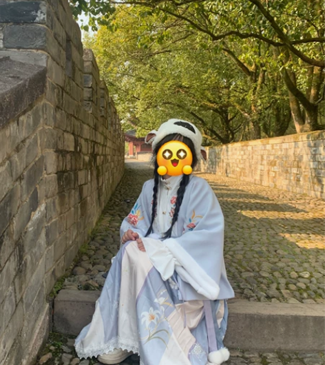 裳云兮 s码 蓝色立领上衣 浅蓝色半袖披袄...