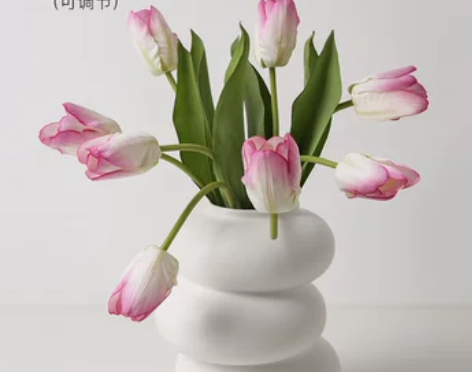 贝汉美北欧简约纯白花瓶摆件艺术圈圈花器客厅...