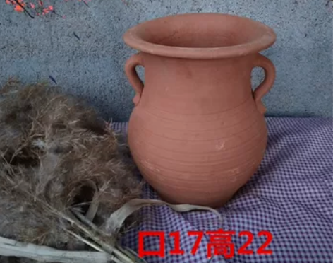 清仓捡漏复古粗陶干花水养花瓶客厅插花摆件红...