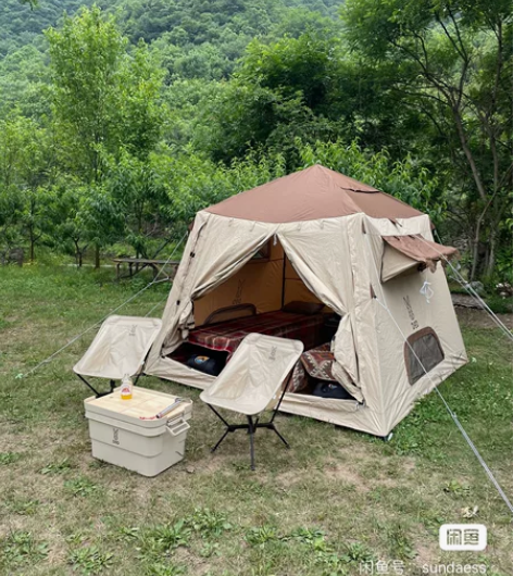 日本DOD户外野营露营一触式帐篷成人亲子家...