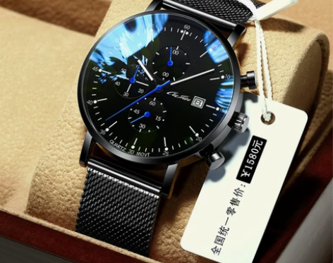 防水阿玛妮男士手表正品十大品牌商务夜光石英...