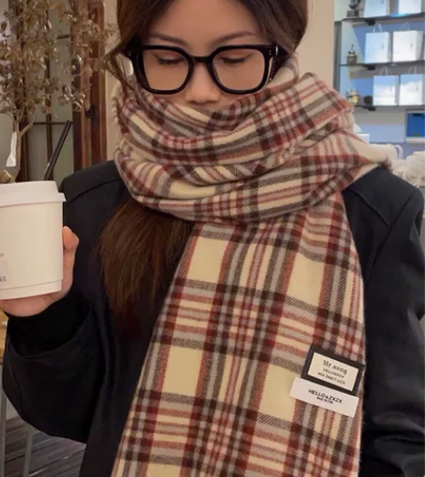 郑多喜 舒服软糯 休闲百搭保暖仿羊绒格纹围...