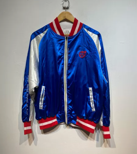 国潮 双面穿 棒球夹克外套 白色层是丝绒面...