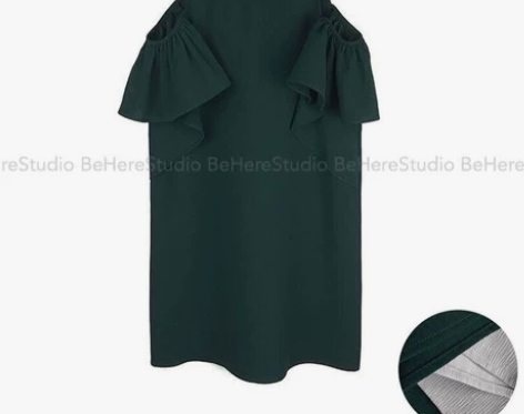 fantasyskins 荷叶袖露肩连衣裙...