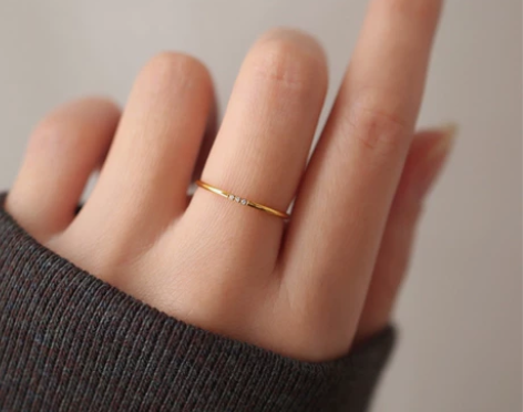 付邮送戒指，钛钢皓石不掉色极细戒指，极简风...