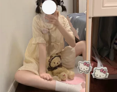 【合作款】桃桃冰甜美可爱纯欲风百搭蓝色裙高...